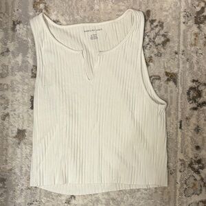 American Eagle Outfitters Women's White Ribbed Tank Top